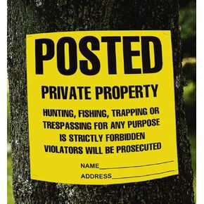 لافتات منشورة ممنوع التعدي على ممتلكات الغير ولا علامات صيد، (100 حزمة) لافتات منشورة ممنوع الصيد أو علامات التعدي على ممتلكات الغير، شديدة التحمل، مقاومة للطقس، 11 بوصة × 11 بوصة لافتات منشورة باللون الأصفر in Kuwait