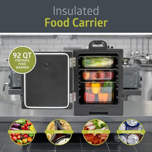 Pearington 81 Quart End-Loading Insulated Food Pan Carrier for 5 Full-Size Pans,Black in Kuwait