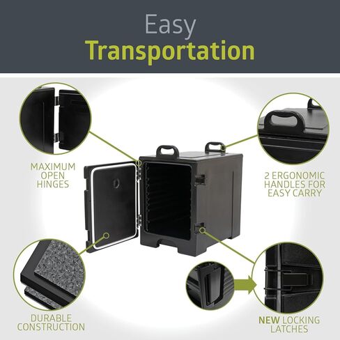 Pearington 81 Quart End-Loading Insulated Food Pan Carrier for 5 Full-Size Pans,Black in Kuwait