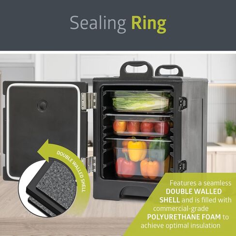 Pearington 81 Quart End-Loading Insulated Food Pan Carrier for 5 Full-Size Pans,Black in Kuwait