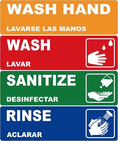 يمكن غسلها، شطف، ملصقات بالوعة غسيل يدوي، لافتات ملصقات مقاومة للماء شديدة التحمل لـ 3 مغسلة مقصورة، مطاعم، مطابخ تجارية، شاحنات طعام، غسيل الأطباق أو محطة غسل، 6.6 سم × 22.6 سم in Kuwait