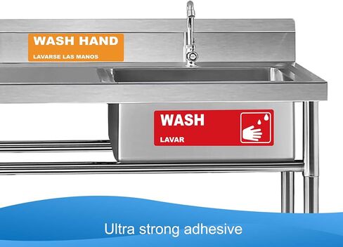 يمكن غسلها، شطف، ملصقات بالوعة غسيل يدوي، لافتات ملصقات مقاومة للماء شديدة التحمل لـ 3 مغسلة مقصورة، مطاعم، مطابخ تجارية، شاحنات طعام، غسيل الأطباق أو محطة غسل، 6.6 سم × 22.6 سم in Kuwait