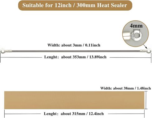 10 Pcs Impulse Sealer Replacement Parts for 8 Inch Heat Sealer(3mm Wide), with 16.4 feet Teflon Cloth Strip(38mm Wide), Heat Sealer Replacement Strip for Most Manual 8" Bag Sealers in Kuwait