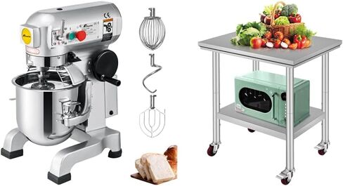 Happybuy 20Qt Commercial Food Mixer with Timing Function， Commercial Mixer 1100W Stainless Steel Bowl Heavy Duty Electric Food Mixer Commercial with 3 Speeds Adjustable, Perfect for Bakery Pizzeria in Saudi Arabia