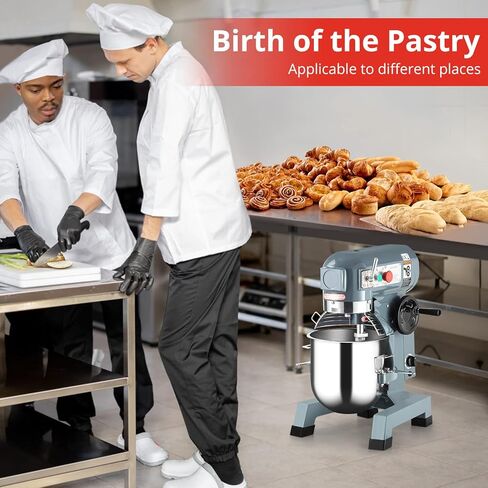 خلاط الطعام التجاري بايونيروركس، 10 كوارت 3 سرعات مع وعاء من الفولاذ المقاوم للصدأ، وخطافات العجين، ومضرب الخفق، وخلاط حامل مع حارس أمان 450 وات، 110 فولت للمطاعم والمخابز والمطبخ التجاري in Kuwait