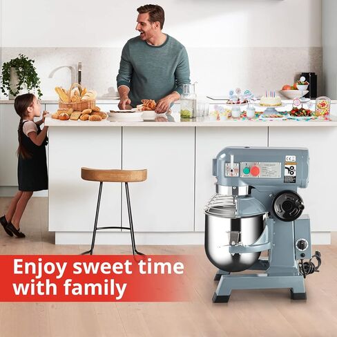 خلاط الطعام التجاري بايونيروركس، 10 كوارت 3 سرعات مع وعاء من الفولاذ المقاوم للصدأ، وخطافات العجين، ومضرب الخفق، وخلاط حامل مع حارس أمان 450 وات، 110 فولت للمطاعم والمخابز والمطبخ التجاري in Kuwait