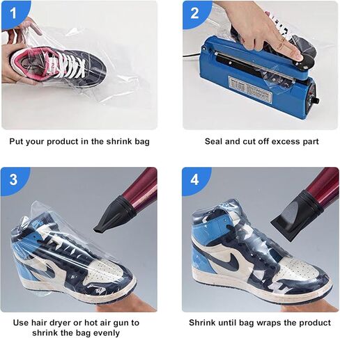 أكياس تغليف قابلة للانكماش الحراري مقاس 10 × 13 بوصة 100 قطعة، بلاستيك فيلم PVC شفاف، للكتب والأحذية والتغليف والهدايا والمشروعات التي تصنعها بنفسك من Mujoony in Kuwait