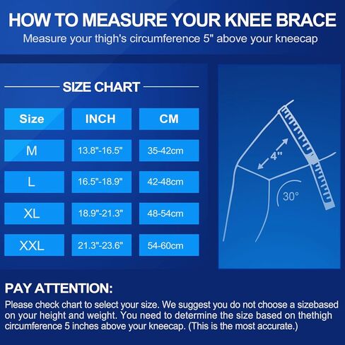 JOCOSA Knee Brace, Professional Knee Compression Sleeve for knee pain, Knee Support with Patella Gel Pads and Side Stabilizers for Man and Woman Black-Blue Medium in Kuwait