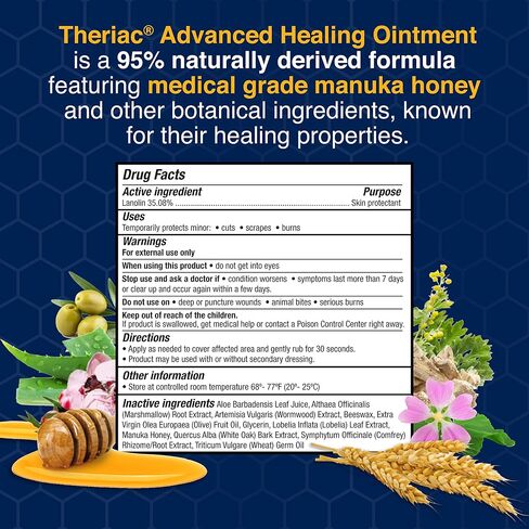 Theriac Advanced Manuka Honey Healing Ointment – Naturally Heals 50% Faster Than Triple Antibiotic/Ideal for Minor Cuts, Scrapes, and Burns / (0.5 Oz) in Saudi Arabia