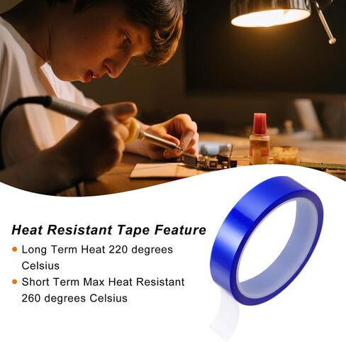 HARFINGTON 4 Rolls Heat Tape High Temperature Heat Resistant Tape 20mmx33m(108ft) Sublimation Thermal Heat Transfer Tape for Sublimation Press No Residue, Blue in Kuwait