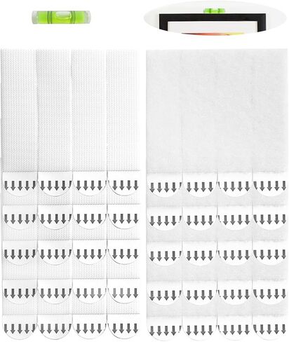 sankaragi 32-Pairs(64strips) Medium Picture Hanging Strips Heavy Duty, Removable Hook and Loop Strips, Damage Free No Nails, Picture Hanger Adhesive Strips Perfect for Wall Art Hanging in Kuwait