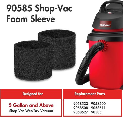 بدائل فلتر الأكمام الإسفنجية من Shop-Vac 90585 لمعظم المكانس الكهربائية الرطبة/الجافة من Shop-Vac سعة 5 جالون فما فوق، استبدال الأجزاء # 9058500، 5 عبوات in Saudi Arabia