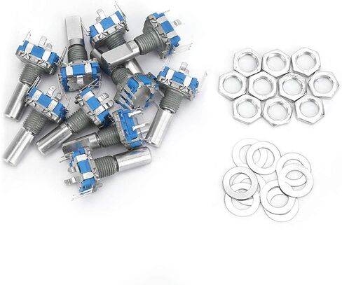 10pcs EC11 Rotary Encoder, 360 Degree Rotary Encoder Code Switch with Push Button Coding Switch Digital Potentiometer 5 Pin in Saudi Arabia
