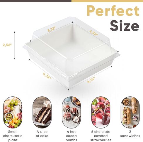 50 Pack Small Charcuterie Boxes with Clear Lids - To Go Paper Mini Charcuterie Box, Disposable Food Containers, 5Inch Dessert Boxes for Sandwich, Cookie, Sushi, Cake Slice, Strawberries (Brown) in Kuwait