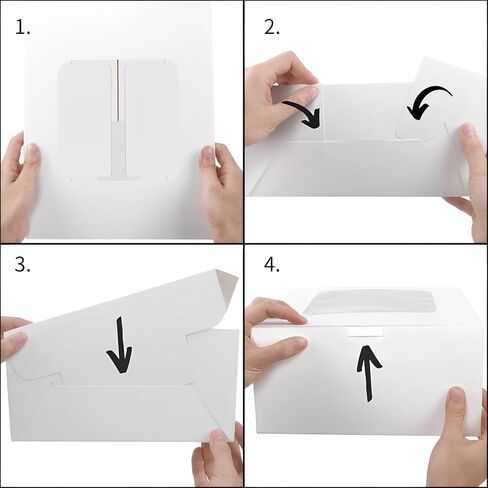 مجموعة علب الكيك مقاس 10 بوصة (30 قطعة، 15 صندوقًا و15 لوحة) صندوق كيك أبيض مقاس 10 × 10 × 5 بوصات مع نافذة للمعجنات والمخبوزات وعيد الحب وحلوى الزفاف وحفلات أعياد الميلاد وعيد الشكر وعيد الميلاد. in Kuwait