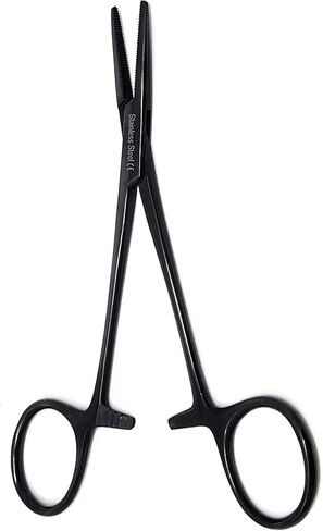 Mosquito Hemostat Locking Forceps 5" Straight with Full Serrated Jaws Ideal for Clamping, Fishing, Firefighters Nurses Doctors + More (Full Gold) in Kuwait