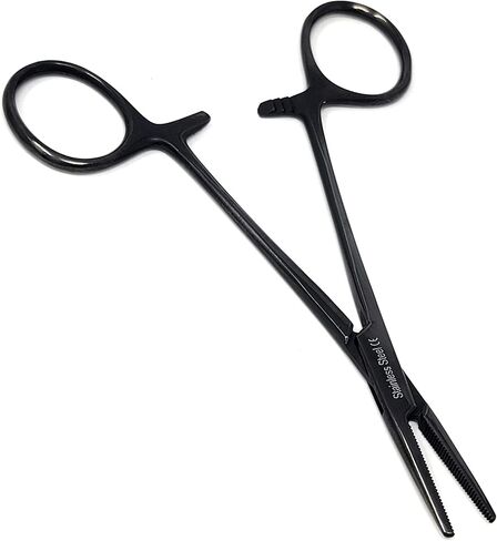Mosquito Hemostat Locking Forceps 5" Straight with Full Serrated Jaws Ideal for Clamping, Fishing, Firefighters Nurses Doctors + More (Full Gold) in Kuwait