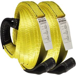 Partsam Premium 2 قطعة حزام سحب الرافعة 20 قدم × 2 بوصة متين 3400Dtex - حبال شبكية شديدة التحمل - حبال بوليستر صناعية مسطحة للعين مقاومة للتآكل in Kuwait