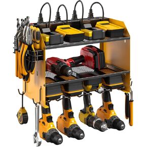 CCCEI Wall Mount Modular Tool Charging Organizer, Red, 1 Pack, 3 Tier. | Drill Battery Storage Rack with Hooks, Garage Workshop, Gifts for Men, Dad, Husband Anniversary, Birthday, Christmas in Kuwait