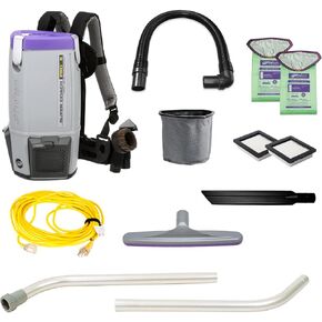 ProTeam Super Coach Pro 6 Commercial Backpack Vacuum with ProBlade Hard Surface and Carpet Tool Kit, 6 Quart, Corded, 107535 in Kuwait