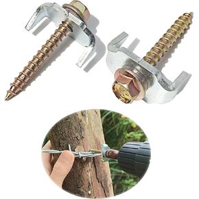 Bytcew Wire Wood Fence Fasteners Staple, 60 Pcs Fencing Nails Clips Post Screw with Fixer for Wire Mesh and Woven Fencing, Quickly Install with Power Drill