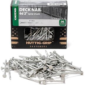 Huttig-Grip Fence Deck Nails 2 inches 6d for Wood Fencing HGN6OGSTDK1 Spiral Shank Outdoor Galvanized Finish, 1 lb Pack of 138 Nails