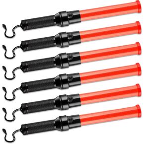 6 Pieces 21 Inch Signal Traffic Wand Safety Traffic Control Wand Lighted Baton Multi-function LED Traffic Baton with 2 Flashing Patterns, Wrist Strap Lanyard, Side Clip for Outdoor Camping (16.1 Inch)