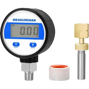 MEASUREMAN 0-100psi Digital Hydraulic Industrial Pressure Gauge with Brass Gauge Adaptor 1/4NPT Female，2-1/2 OAL x 1-2/5" x 1/8" Probe with Stainless Steel Sheath，Pressure Test Kit in Kuwait