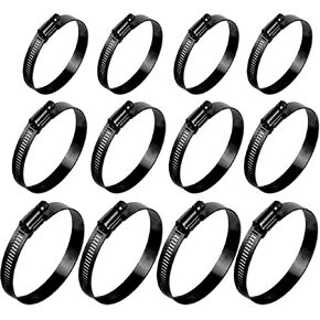 ISPINNER 12 قطعة 304 من الفولاذ المقاوم للصدأ قابل للتعديل 27-102 مم مجموعة مشابك خرطوم التروس الدودية 2 بوصة، 3 بوصة، 4 بوصة (أسود) in Kuwait