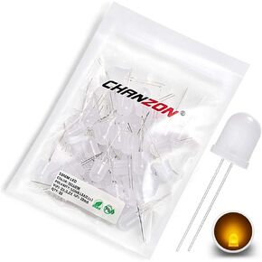 CHANZON 50 pcs 10mm White Diffused LED Diode Lights (Frosted Lens Round DC 3V 20mA) Lighting Bulb Lamps Electronics Components Indicator Light Emitting Diodes in Saudi Arabia