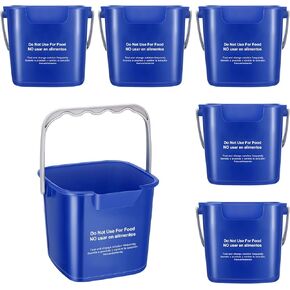 6 Pcs 3 Quart Cleaning Bucket Small Sanitizing Square Bucket Detergent Pail for Home Commercial Restaurant Kitchen Office School (Green, Red)