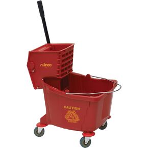Winco Mop Bucket w/Wringer, 36qt, Red