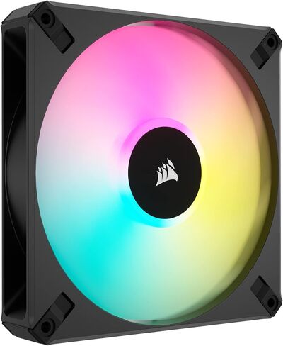 مروحة Corsair iCUE AF120 RGB Elite 120 مم PWM - ثمانية مصابيح LED RGB - تقنية AirGuide - محمل ديناميكي سائل - وضع مروحة صفر دورة في الدقيقة - متوافق مع برنامج CORSAIR iCUE - أسود لسطح المكتب in Saudi Arabia