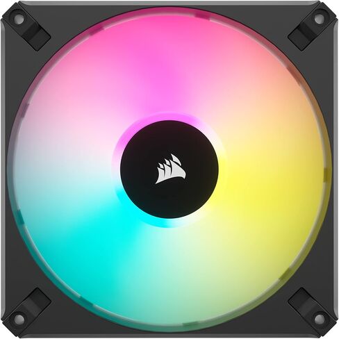 مروحة Corsair iCUE AF120 RGB Elite 120 مم PWM - ثمانية مصابيح LED RGB - تقنية AirGuide - محمل ديناميكي سائل - وضع مروحة صفر دورة في الدقيقة - متوافق مع برنامج CORSAIR iCUE - أسود لسطح المكتب in Saudi Arabia