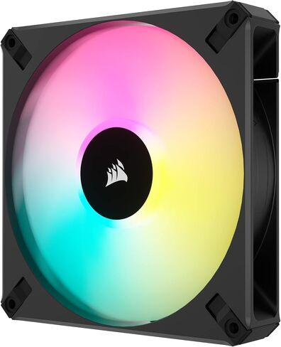 مروحة Corsair iCUE AF120 RGB Elite 120 مم PWM - ثمانية مصابيح LED RGB - تقنية AirGuide - محمل ديناميكي سائل - وضع مروحة صفر دورة في الدقيقة - متوافق مع برنامج CORSAIR iCUE - أسود لسطح المكتب in Saudi Arabia