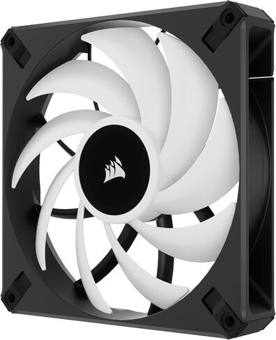 مروحة Corsair iCUE AF120 RGB Elite 120 مم PWM - ثمانية مصابيح LED RGB - تقنية AirGuide - محمل ديناميكي سائل - وضع مروحة صفر دورة في الدقيقة - متوافق مع برنامج CORSAIR iCUE - أسود لسطح المكتب in Saudi Arabia