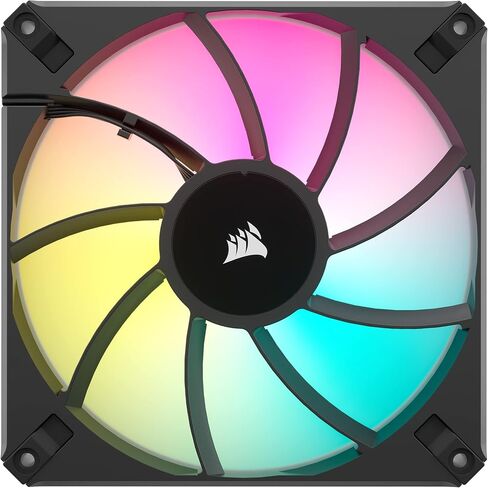 مروحة Corsair iCUE AF120 RGB Elite 120 مم PWM - ثمانية مصابيح LED RGB - تقنية AirGuide - محمل ديناميكي سائل - وضع مروحة صفر دورة في الدقيقة - متوافق مع برنامج CORSAIR iCUE - أسود لسطح المكتب in Saudi Arabia