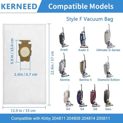 8 Pack 204811 Micron Magic Vacuum Bags Compatible with Kirby Sentria, Avalir, Ultimate G series, Diamond Edition, Part 204814 204808, with 1 Belt in Kuwait