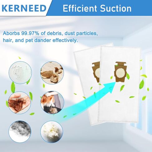 8 Pack 204811 Micron Magic Vacuum Bags Compatible with Kirby Sentria, Avalir, Ultimate G series, Diamond Edition, Part 204814 204808, with 1 Belt in Kuwait