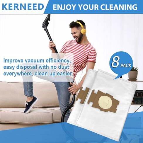8 Pack 204811 Micron Magic Vacuum Bags Compatible with Kirby Sentria, Avalir, Ultimate G series, Diamond Edition, Part 204814 204808, with 1 Belt in Kuwait