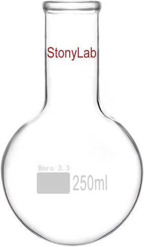 قارورة زجاجية مستديرة من StonyLab بسعة 500 مل، قارورة غليان مستديرة من زجاج البورسليكات ذات جدار ثقيل من زجاج البورسليكات RBF برقبة طويلة - 500 مل in Kuwait