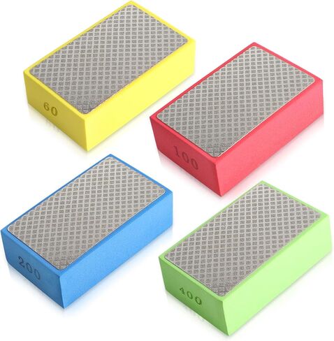 عبوة من 4 وسادات تلميع يدوية ماسية من موليجو، مكعبات صنفرة ماسية للبلاط والزجاج والخرسانة (حبيبات 60، 100، 200، 400) in Kuwait