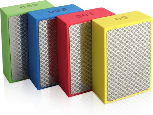 عبوة من 4 وسادات تلميع يدوية ماسية من موليجو، مكعبات صنفرة ماسية للبلاط والزجاج والخرسانة (حبيبات 60، 100، 200، 400) in Kuwait