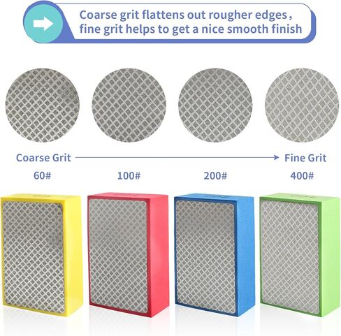 عبوة من 4 وسادات تلميع يدوية ماسية من موليجو، مكعبات صنفرة ماسية للبلاط والزجاج والخرسانة (حبيبات 60، 100، 200، 400) in Kuwait