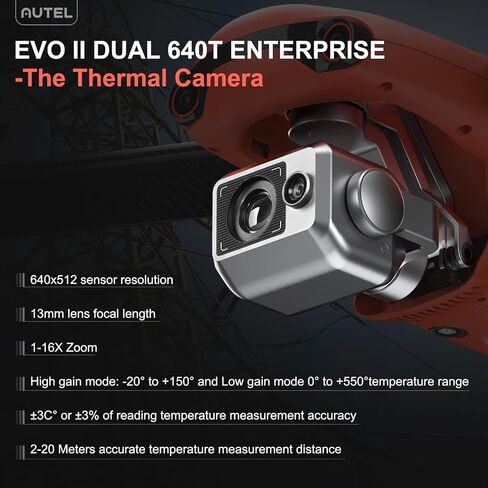 سلسلة إيفو تو برو المؤسسات من أوتيل روبوتيكس (ايفو II Dual640T Enterprise) ، مستشعر تصوير حراري 640*512 وكاميرا بصرية 48 ميجابيكسل، تفادى عوائق 360 درجة، 42 دقيقة أقصى وقت طيران in Kuwait