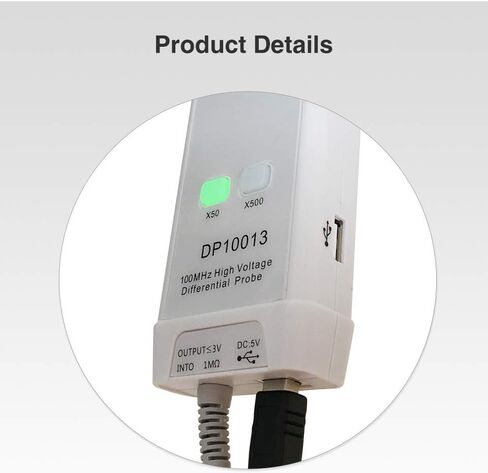 Micsig DP10013 Differential High Voltage Probe, 1300V 100MHz 3.5ns Rise Time 50X/500X Attenuation Rate, Tektronix P5200A P5205A P5210A in Saudi Arabia