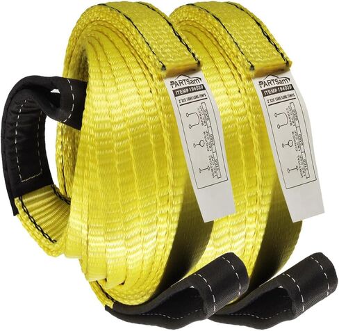 Partsam Premium 2 قطعة حزام سحب الرافعة 20 قدم × 2 بوصة متين 3400Dtex - حبال شبكية شديدة التحمل - حبال بوليستر صناعية مسطحة للعين مقاومة للتآكل in Kuwait
