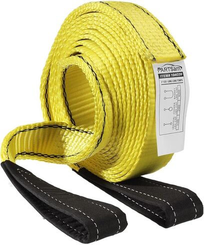 Partsam Premium 2 قطعة حزام سحب الرافعة 20 قدم × 2 بوصة متين 3400Dtex - حبال شبكية شديدة التحمل - حبال بوليستر صناعية مسطحة للعين مقاومة للتآكل in Kuwait
