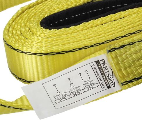 Partsam Premium 2 قطعة حزام سحب الرافعة 20 قدم × 2 بوصة متين 3400Dtex - حبال شبكية شديدة التحمل - حبال بوليستر صناعية مسطحة للعين مقاومة للتآكل in Kuwait