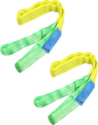 QWORK 2 Pack 2" x 5' Lifting Slings Straps Polyester Web Slings, Heavy Duty Flat Eye Lift Sling, Web Slings, Winch Strap 4400 Lbs Vertical, 3520 Lbs Choker, 8800 Lbs Basket in Kuwait